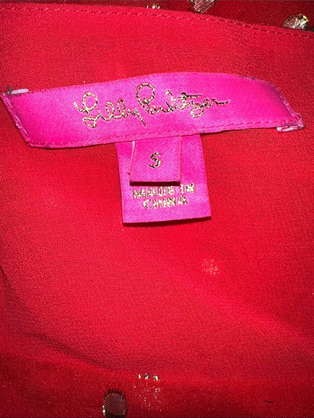 Lilly Pulitzer silk Idina ruby Red Polka Dot Puff Sleeve Blouse size Small